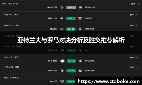 亚特兰大与罗马对决分析及胜负推荐解析